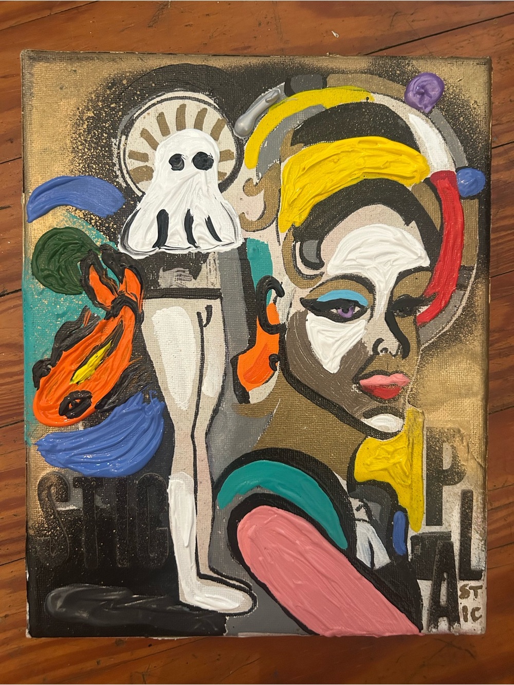 Small graffiti piece by Addie wuensch  Abstract Portrait Canvas Art - Multicolor